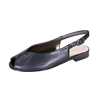 Eden Women's Wide Width Peep Toe Slingback Comfort Leather Flats