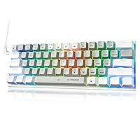 E-YOOSO 60% Mechanical Keyboard, Red Switches Mechanical Gaming Keyboard Wired with RGB Backlit, Ultra-Compact 60 Percent Computer Keyboard for Windows, Mac OS (Grey White)