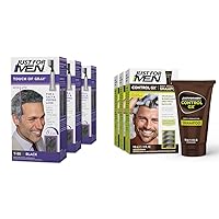Just For Men Touch of Gray, Mens Hair Color Kit with Comb Applicator for Easy Application & Control GX Grey Reducing Shampoo, Gradual Hair Color for Stronger and Healthier Hair