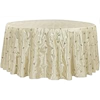 Champagne Embroidery Round Tablecloth with Side Seams - 132