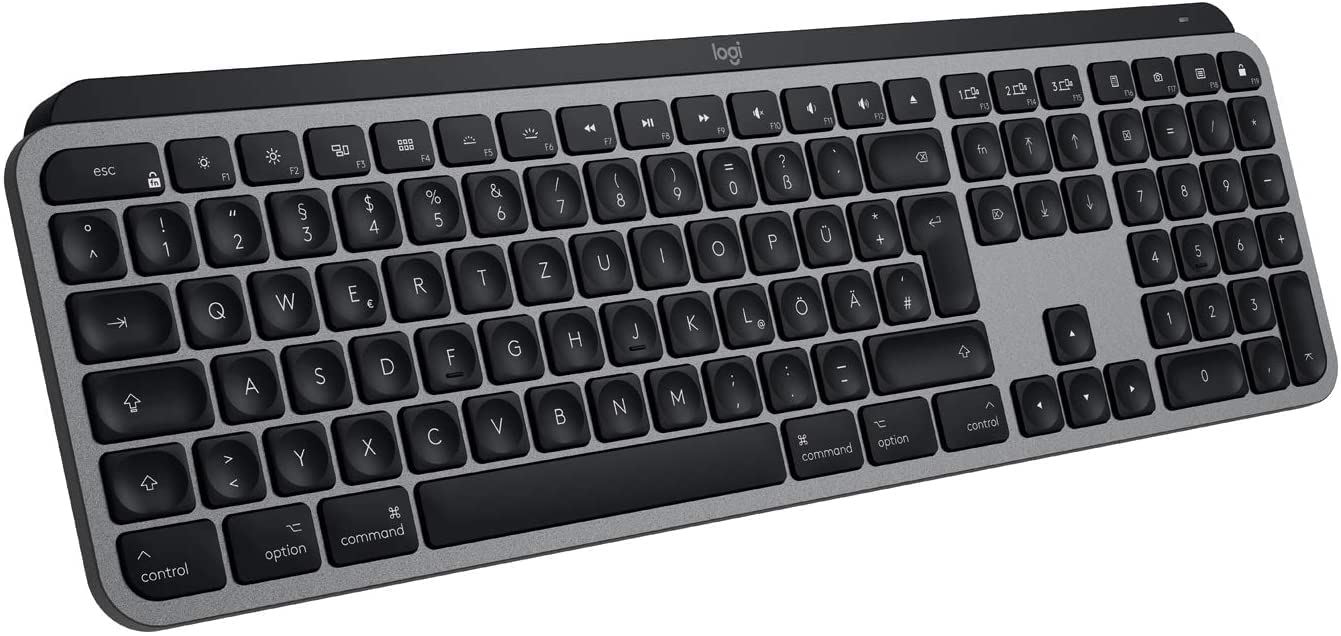 Logitech MX Keys für Mac kabellose beleuchtete Tastatur, Handballenauflage, taktiler Tastatursteuerung, LED-Tasten, Bluetooth, USB-C, 10 Tage Batterielebensdauer, Metallaufbau, Apple macOS - Graphit