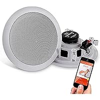 Pyle 6.5” Pair Bluetooth Flush Mount In-wall In-ceiling 2-Way Speaker System Quick Connections Changeable Round/Square Grill Polypropylene Cone & Polymer Tweeter Stereo Sound 150 Watt (PDICBT652RD)