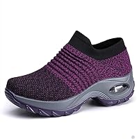 Womens Nurse Shoes Walking Sock Sneakers Knit Platform Air Cushion Slip On Fitness Sneaker Work Shoes
