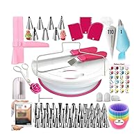 BXBFH 200-piece Cake Baking Tool Set Cake Rotary Table Spatula and Flower Mouth Set