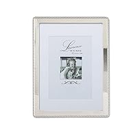 Lawrence Frames Metal Picture Frame with Delicate Outer Border of Beads, Silver, 8x10
