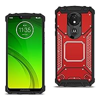 Aluminum Metal Hybrid Case Compatible with LG K51, LG Reflect,LG Q51, with Metal Plate (red)