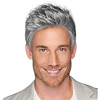 HIM Dapper Men's Hairpiece With Textured Waves and Layered Cropped Sides, M56S 90 GREY ASH BROWN