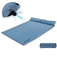 Naturehike Self-Inflating Double Sleeping Pad, Camping Mattress 2 Person, Ultralight Memory Foam Pad with Pillow, Fast Inflating, Patchwork Sleeping Pad for Camping, Hiking, RV Camping, Full, Blue
