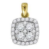 10k Gold Two tone CZ Cubic Zirconia Simulated Diamond Womens Square Height 13.4mm X Width 8.2mm Charm Pendant Necklace Jewelry for Women