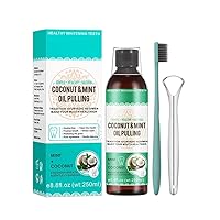 Coconut Oil Pulling with Mint Oil Mouthwash for Teeth and Fresh Air, Alcohol Free Pulling Oil Helps with Oral Care, Coconut Pulling Oil for Cleaning The Mouth (250ML)