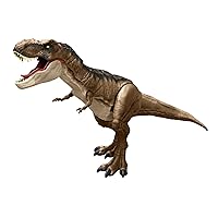 Mattel Jurassic World Super Colossal Tyrannosaurus Rex Action Figure Toy, T Rex Dinosaur 3-ft+ Long with Eating Feature