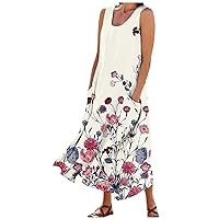 Summer Dresses for Women 2024 Plus Size Black Printed Sundresses Flower Girl Maxi Beach Linen Dress for Women Summer