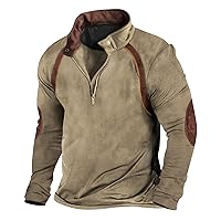 Mens Sweatshirt Hoodie, Men'S Vintage Ethnic Style 1/4 Button Up Stand Collar Tribal Country Pullover Loose Jacket Winter Clothes For Men Ofertas Para Hombres Hoodie Pullover (5XL, Khaki)