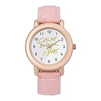 Call Me by Your Name Womens Watch Round Printed Dial Pink Leather Band Fashion Wrist Watches