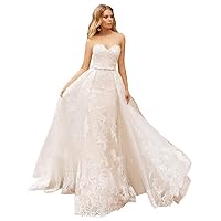 Women's Sexy Lace Mermaid Wedding Dress Sweetheart with Detachable Train Bridal Gowns
