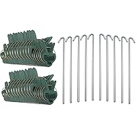 Plant Clips, Green Tomato Clips for Plant Support 40 PC and Tent Stakes for Outdoor Camping Heavy Duty Metal, 10 Pack - RamPro