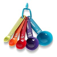Farberware Set of 5 Measuring Spoons, Perfect for Measuring Both Wet and Dry Indgredients, Includes Detachable Ring for Optimal Storage and Organization, Dishwasher Safe, Assorted
