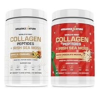 Organics Nature Collagen Peptides Powder with Irish Sea Moss Vanilla Caramel and White Chocolate Mocha Flavored 1 Each | Naturally Sourced Hydrolyzed Collagen 30 Servings
