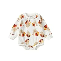 YINGISFITM Thanksgiving Baby Girl Boy Outfit Long Sleeve Turkey Sweatshirt Shirt Onesie Bubble Romper Fall Winter Clothes