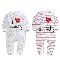 Unisex-Baby Clothes Newborn Twins I Love Mummy I Love Daddy Bodysuit Twins 2 Pack