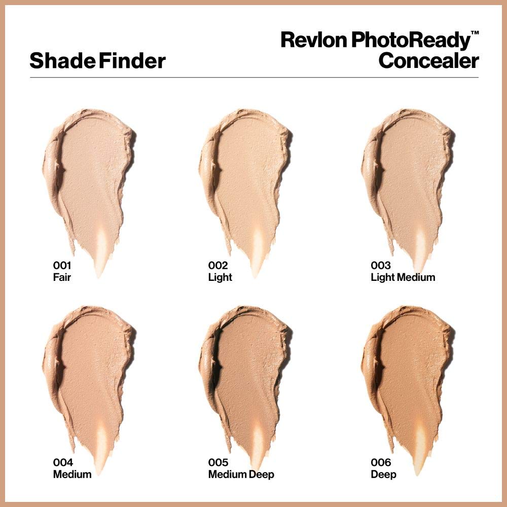 Revlon Concealer Stick, PhotoReady Face Makeup for All Skin Types, Longwear Medium- Full Coverage with Creamy Finish, Lightweight Formula, 003 Light Medium, 0.11 Oz