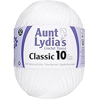 Aunt Lydia's White Crochet Thread Size Jumbo, Classic 10
