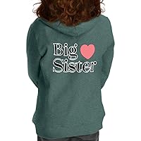 Big Sister Heart Toddler Full-Zip Hoodie - Themed Toddler Hoodie - Print Kids' Hoodie