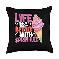 Life is Better with Sprinkles ||-Throw Pillow, 18x18, Multicolor