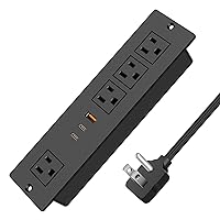 Recessed Power Socket, PD30W USB Fast Charging Power Strip, Plug in 4 Outlets & USB-A Ports & 2 USB-C Port with 6.5FT Cord
