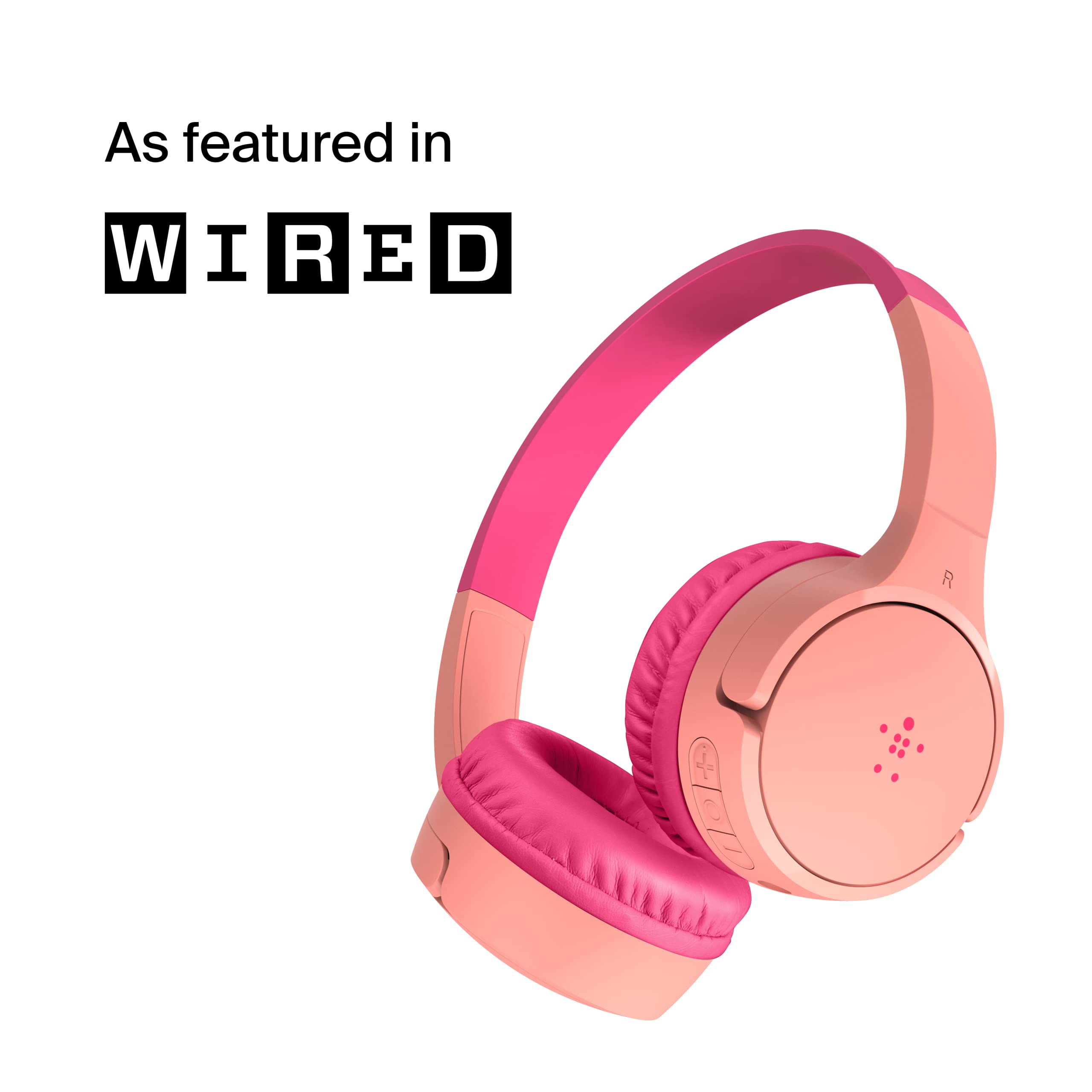 Belkin SoundForm Mini - Wireless Bluetooth Headphones For Kids with Built In Microphone - On-Ear Earphones for iPhone, iPad, Fire Tablet & more - Pink