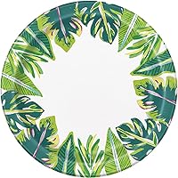 Unique Green Tropical Leaves Round Paper Dessert Plates (Pack Of 8) - 7