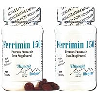 Dialyvite Ferrimin 150 - Ferrous Fumarate Iron Supplement - 120 Tablets/Bottle (2 Pack)