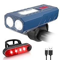 USB Rechargeable Bike Lights Set, 6 Modes Bicycle Front Headlight and Back Taillight, 3000LM Water Resistant Bicycle Lights Front and Rear for Night Riding, Bike Accessories for Road Mountain Cycling
