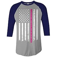 Threadrock Thin Pink Line Breast Cancer Flag Unisex Raglan T-Shirt