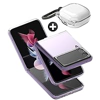 Ringke Slim Case Compatible with Galaxy Z Flip 3 [Clear] + Hinge Case Compatible with Galaxy Buds 2 / Pro/Live [Clear]