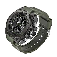 AIMES Mens Watches Sports Outdoor Waterproof Military Watch for Men Tactical Watch Analog Digital Date Alarm Stopwatch Multi-Function Tactics Big Face Wristwatch for Men