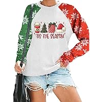Christmas Shirts for Women Winter Sweatshirt Funny Long Sleeve Shirts Chrismas Tree Graphic Decoration