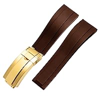 Silicone Watchband for Rolex Watch Strap with Folding Buckle Band Sport 20mm 21mm Mens Rubber Wristwatches Bracelet (Color : 8mm, Size : 21mm)