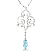 Kobelli Blue Topaz and Diamond Pendant 3/4 Carat (ctw) in 18k White Gold