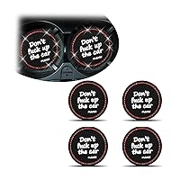 Bling Car Cup Coaster, 4Pcs Don't Fuck up The Car Cup Holder, 2.75in Crystal Rhinestone Silicone Anti-Slip Insert Cup Mats, Universal Auto Interior Accessories (Black/Red)
