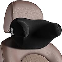 JSCARLIFE Car Headrest Pillow, Memory Foam Neck Support Pillow for Neck Pain Relief U-Shaped Ergonomic Design Soft Travel Pillow for Sleeping and Resting in Car and Office (Black)