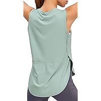 Ice Silk Workout Tank Tops for Women Cool-Dry Sleeveless Loose Fit Yoga Shirts Long Athletic Tops for Women
