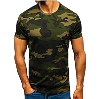 Mens Camouflage T Shirts Vintage Casual Slim Fit Short Sleeve Crewneck Military Camo Shirt Muscle Gym Workout Shirts