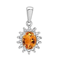 Multi Choice Round Shape Gemstone 925 Sterling Silver Solitaire Pendant Side Stone Accents Pendant