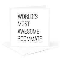 3dRose Worlds Most Awesome Roommate - Greeting Card, 6 by 6-inch (gc_288607_5)