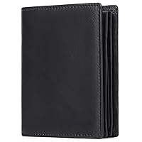 GOIACII Wallets for Men Large Capacity Genuine Leather RFID Bifold Men Wallet/Credit Card Holder with ID Window
