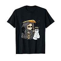 Funny Halloween Cat Grim Reaper Ghost Angle Kitten T-Shirt