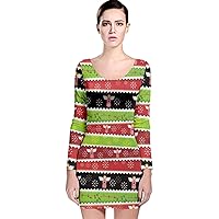 CowCow Womens Elegant Mrs Claus Christmsa Xmas Holiday Party Long Sleeve Velvet Bodycon Dresss