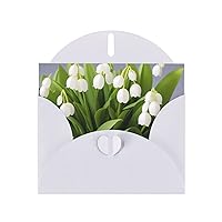 Lily Of The Valley Print Blank Greeting Cards, Love Buttons, Pearl Paper Envelopes Suitable For Various Occasions - Anniversary Cards, Thank You Cards, Holiday Cards, Wedding Cards, Congratulations, And More