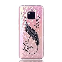 Soft TPU Case for Huawei Mate 20 PRO, Slim & Light Weight, Feather Pen Printed on Clear Cover